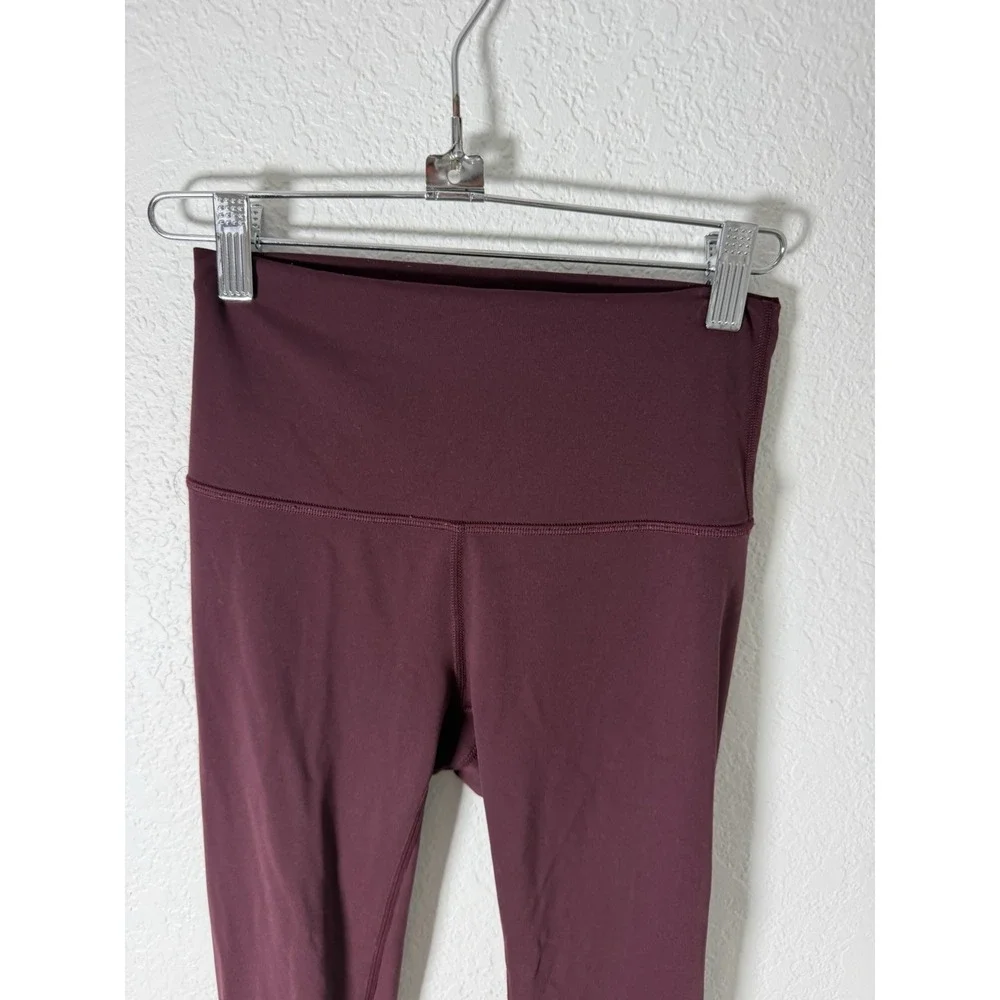 Lululemon High Rise Leggings Burgundy Full Length Yoga Pants Women's Size 4